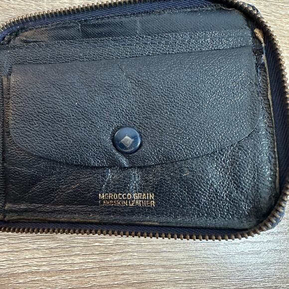 Vtg Morocco Grain American Leather Wallet Bird Floral Tooled Delicate Zip Around - Picture 5 of 10